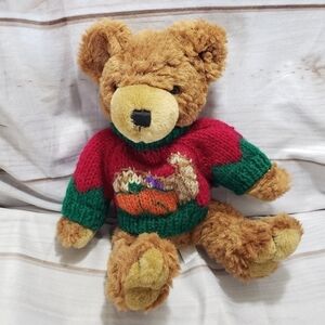 MTY International Brown Teddy Bear 9" Plush Stuffed Animal Fall Knit Sweater